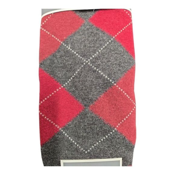STACY ADAMS MEN'S COLORFUL BURGUNDY/ CHARCOAL ARGYLE DRESS SOCK. - Picture 2 of 3